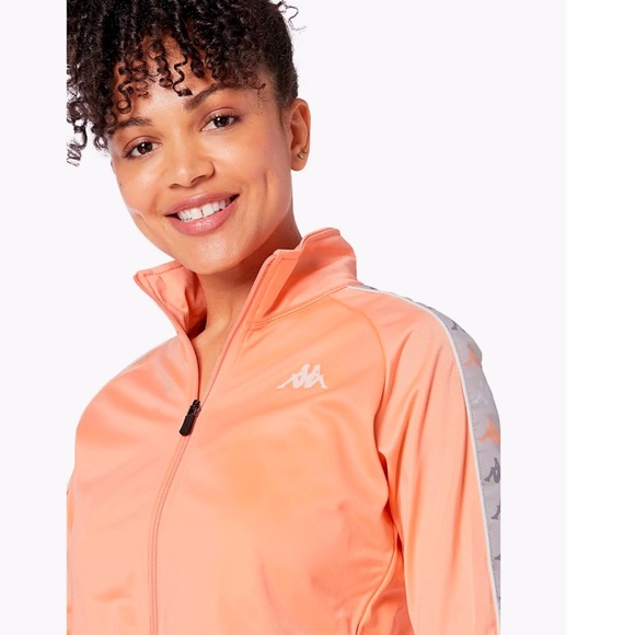 Kappa 222 Banda Wanniston 2 Orange & Grey Slim Full Zip Track Jacket - Picture 7 of 8